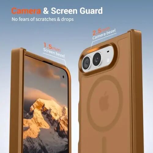 SUPFINE Magnetic for iPhone Duo Case Brown with Full Hinge Potection | With Screen Protector, Translucent Matte, Compatible with MagSafe, Military Grade Drop Proof, Rugged Shockproof Protective - 5