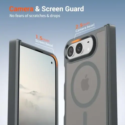 SUPFINE Magnetic for iPhone Duo Case Gray with Full Hinge Potection | With Screen Protector, Translucent Matte, Compatible with MagSafe, Military Grade Drop Proof, Rugged Shockproof Protective - 6
