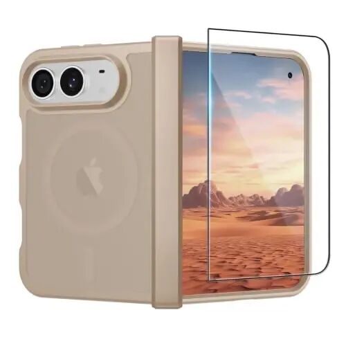 SUPFINE Magnetic for iPhone Duo Case with Full Hinge Potection | With Screen Protector, Translucent Matte, Compatible with MagSafe, Military Grade Shockproof Protective,Desert Gold - SUPFINE