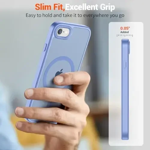 SUPFINE Magnetic for iPhone SE Case 2022 (3rd)/2020 (2nd), iPhone 8 Case (Compatible with MagSafe) (Military Grade Drop Protection) Slim Translucent Matte Phone Case, Blue Purple - 7