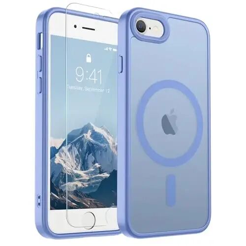 SUPFINE Magnetic for iPhone SE Case 2022 (3rd)/2020 (2nd), iPhone 8 Case (Compatible with MagSafe) (Military Grade Drop Protection) Slim Translucent Matte Phone Case, Blue Purple 
