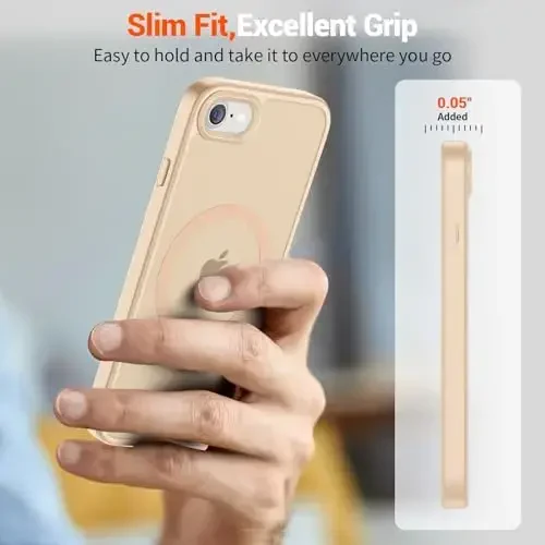 SUPFINE Magnetic for iPhone SE Case 2022 (3rd)/2020 (2nd), iPhone 8 Case (Compatible with MagSafe) (Military Grade Drop Protection) Slim Translucent Matte Phone Case, Sand Pink - 7