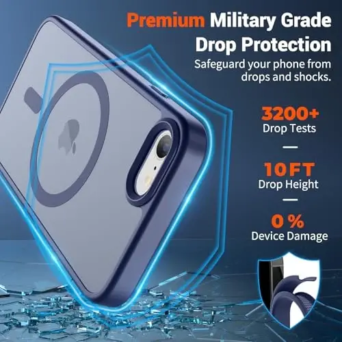 SUPFINE Magnetic for iPhone SE Case 2022 (3rd)/2020 (2nd), iPhone 8 Case (Compatible with MagSafe) (Military Grade Drop Protection) Slim Translucent Matte Phone Case,Lavender Gray - 3