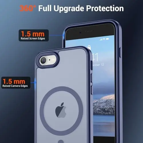 SUPFINE Magnetic for iPhone SE Case 2022 (3rd)/2020 (2nd), iPhone 8 Case (Compatible with MagSafe) (Military Grade Drop Protection) Slim Translucent Matte Phone Case,Lavender Gray - 4