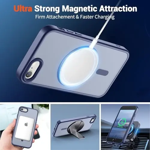 SUPFINE Magnetic for iPhone SE Case 2022 (3rd)/2020 (2nd), iPhone 8 Case (Compatible with MagSafe) (Military Grade Drop Protection) Slim Translucent Matte Phone Case,Lavender Gray - 5
