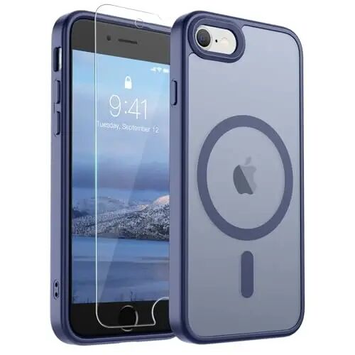SUPFINE Magnetic for iPhone SE Case 2022 (3rd)/2020 (2nd), iPhone 8 Case (Compatible with MagSafe) (Military Grade Drop Protection) Slim Translucent Matte Phone Case,Lavender Gray 