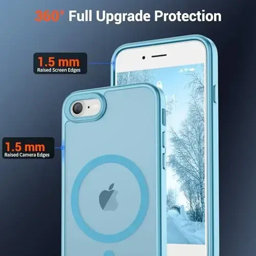 SUPFINE Magnetic for iPhone SE Case 2022 (3rd)/2020 (2nd), iPhone 8 Case (Compatible with MagSafe) (Military Grade Drop Protection) Slim Translucent Matte Phone Case,Light Blue - 4