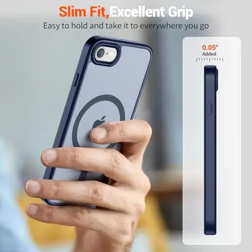 SUPFINE Magnetic for iPhone SE Case 2022 (3rd)/2020 (2nd), iPhone 8 Case (Compatible with MagSafe) (Military Grade Drop Protection) Slim Translucent Matte Phone Case,Navy Blue - 7