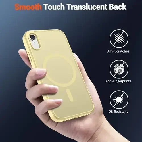 SUPFINE Magnetic for iPhone XR Phone Case (Compatible with MagSafe) (Military Grade Drop Protection) Slim Translucent Matte Shockproof with Anti-Fingerprint Phone Case, Buttercream Yellow - 6