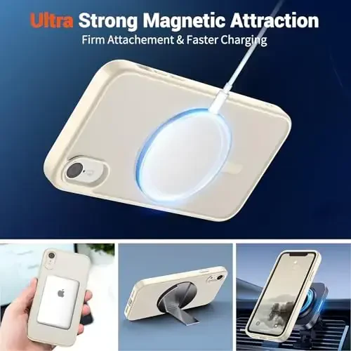 SUPFINE Magnetic for iPhone XR Phone Case(Compatible with MagSafe)(Military Grade Drop Protection) Slim Translucent Matte Shockproof with Anti-Fingerprint Phone Case,Antique White - 5