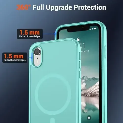 SUPFINE Magnetic for iPhone XR Phone Case(Compatible with MagSafe)(Military Grade Drop Protection) Slim Translucent Matte Shockproof with Anti-Fingerprint Phone Case,Blue Green - 4
