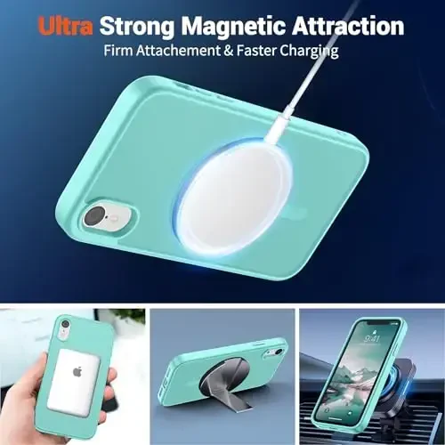 SUPFINE Magnetic for iPhone XR Phone Case(Compatible with MagSafe)(Military Grade Drop Protection) Slim Translucent Matte Shockproof with Anti-Fingerprint Phone Case,Blue Green - 5