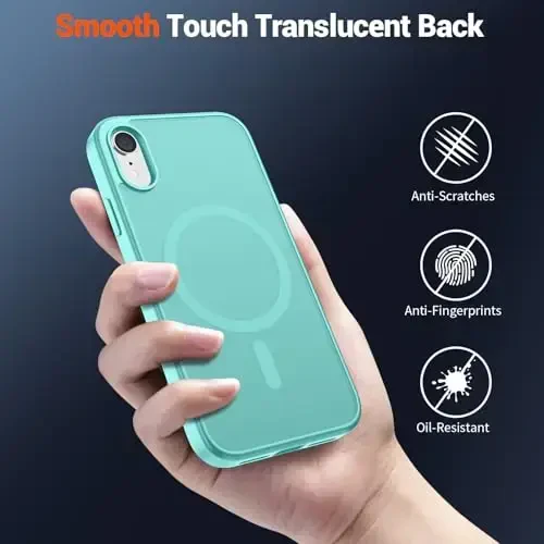 SUPFINE Magnetic for iPhone XR Phone Case(Compatible with MagSafe)(Military Grade Drop Protection) Slim Translucent Matte Shockproof with Anti-Fingerprint Phone Case,Blue Green - 6
