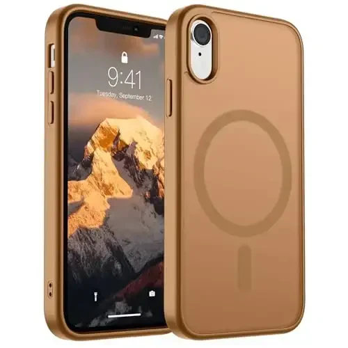 SUPFINE Magnetic for iPhone XR Phone Case(Compatible with MagSafe)(Military Grade Drop Protection) Slim Translucent Matte Shockproof with Anti-Fingerprint Phone Case,Brown - SUPFINE
