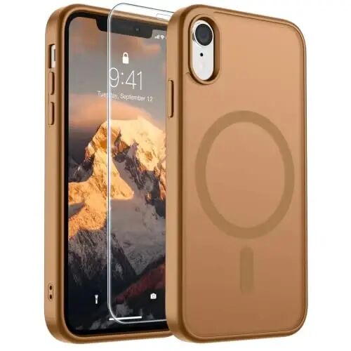 SUPFINE Magnetic for iPhone XR Phone Case(Compatible with MagSafe)(Military Grade Drop Protection) Slim Translucent Matte Shockproof with Anti-Fingerprint Phone Case,Brown 