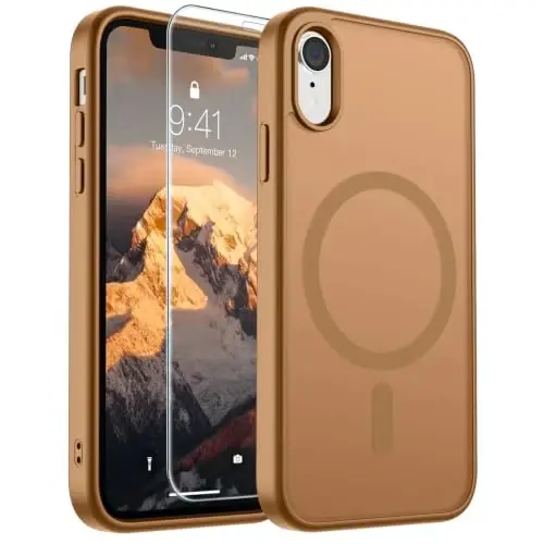 SUPFINE Magnetic for iPhone XR Phone Case(Compatible with MagSafe)(Military Grade Drop Protection) Slim Translucent Matte Shockproof with Anti-Fingerprint Phone Case,Brown - 1