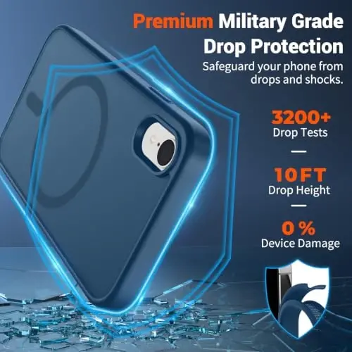 SUPFINE Magnetic for iPhone XR Phone Case(Compatible with MagSafe)(Military Grade Drop Protection) Slim Translucent Matte Shockproof with Anti-Fingerprint Phone Case,Deep Blue - 2