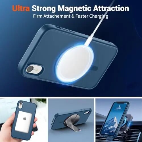 SUPFINE Magnetic for iPhone XR Phone Case(Compatible with MagSafe)(Military Grade Drop Protection) Slim Translucent Matte Shockproof with Anti-Fingerprint Phone Case,Deep Blue - 4