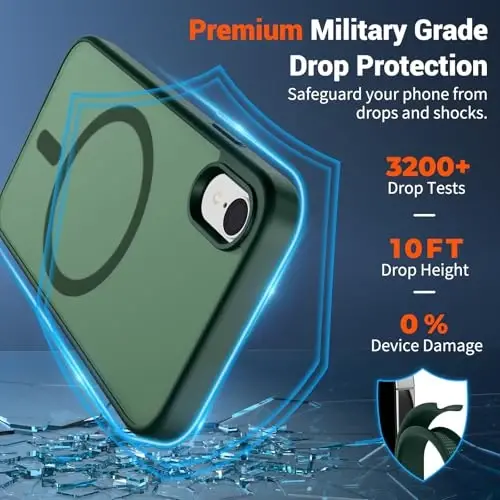 SUPFINE Magnetic for iPhone XR Phone Case(Compatible with MagSafe)(Military Grade Drop Protection) Slim Translucent Matte Shockproof with Anti-Fingerprint Phone Case,Forest Green - 3