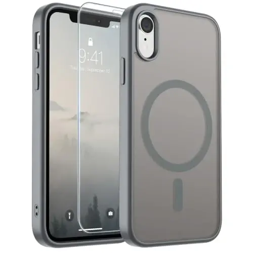 SUPFINE Magnetic for iPhone XR Phone Case(Compatible with MagSafe)(Military Grade Drop Protection) Slim Translucent Matte Shockproof with Anti-Fingerprint Phone Case,Gray - 1