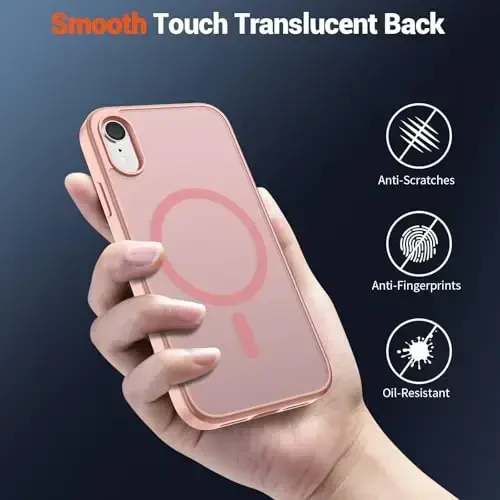 SUPFINE Magnetic for iPhone XR Phone Case(Compatible with MagSafe)(Military Grade Drop Protection) Slim Translucent Matte Shockproof with Anti-Fingerprint Phone Case,Pink - 6