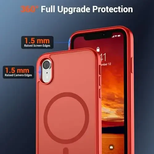 SUPFINE Magnetic for iPhone XR Phone Case(Compatible with MagSafe)(Military Grade Drop Protection) Slim Translucent Matte Shockproof with Anti-Fingerprint Phone Case,Red - 4