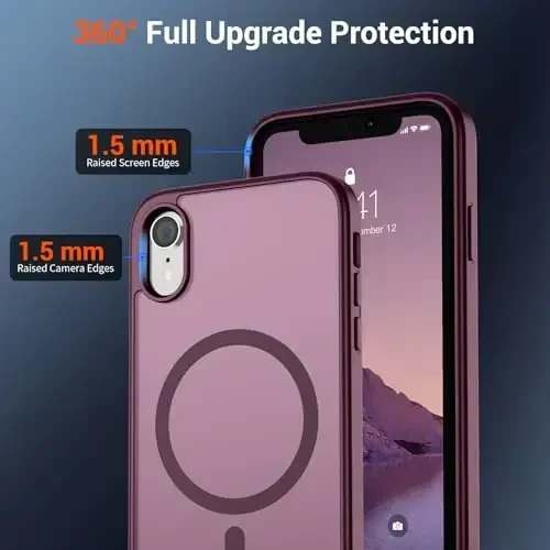 SUPFINE Magnetic for iPhone XR Phone Case(MagSafe bilan mos)(Harbiy darajadagi tushishdan himoya) Yengil yarim shaffof mat zarbga chidamli barmoq izlariga qarshi telefon qutisi, Vino rangi - 4