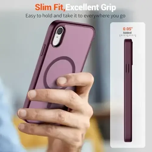 SUPFINE Magnetic for iPhone XR Phone Case(MagSafe bilan mos)(Harbiy darajadagi tushishdan himoya) Yengil yarim shaffof mat zarbga chidamli barmoq izlariga qarshi telefon qutisi, Vino rangi - 7
