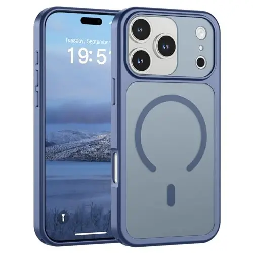 SUPFINE Magnetic için iPhone 17 Pro Kılıfı (MagSafe ile uyumlu)(Askeri Sınıf Düşme Koruması)(Kamera Koruması) Yarı Saydam Mat Darbeye Dayanıklı Telefon Kılıfı, Lavanta Grisi - 1