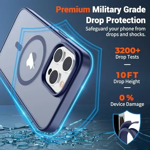 SUPFINE Magnetic iPhone 13 Pro Max g‘ilofi (MagSafe bilan mos keladi) (Harbiy darajadagi tushishdan himoya) Yupqa yarim shaffof mat zarbalarga chidamli telefon g‘ilofi, Lavanda kulrang - 3
