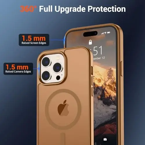 SUPFINE Magnetic, iPhone 14 Pro uchun g'ilof (MagSafe bilan mos keladi) (Harbiy darajadagi tushishdan himoya) Shaffof matli zarbaga chidamli telefon g'ilofi, Jigarrang - 4
