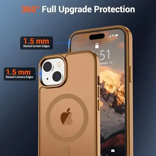 SUPFINE Magnetic iPhone 15 uchun g‘ilof (MagSafe bilan mos keladi) (Harbiy darajadagi tushishdan himoya) Shaffof matli zarbaga chidamli va barmoq iziga qarshi telefon g‘ilofi, Jigarrang - 4