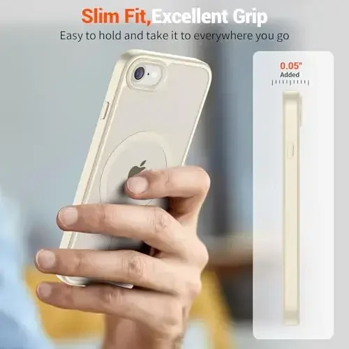 SUPFINE Магнитный чехол для iPhone SE 2022 (3-го)/2020 (2-го), чехол для iPhone 8 (совместим с MagSafe) (военная степень защиты от падений), тонкий полупрозрачный матовый чехол для телефона, античный белый - 7