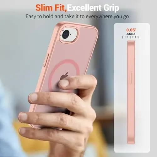SUPFINE Magnetic for iPhone 16e Case 2025 (Compatible with MagSafe)(Military Grade Drop Protection) Slim Translucent Matte Shockproof with Anti-Fingerprint Phone Case,Pink - 7