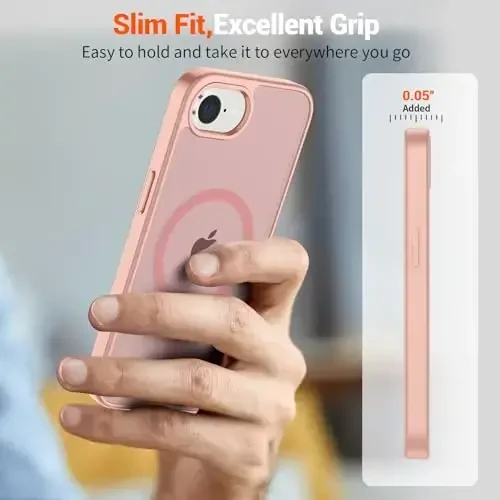 SUPFINE Magnetic for iPhone 16e Case 2025 (Compatible with MagSafe)(Military Grade Drop Protection) Slim Translucent Matte Shockproof with Anti-Fingerprint Phone Case,Pink - 7
