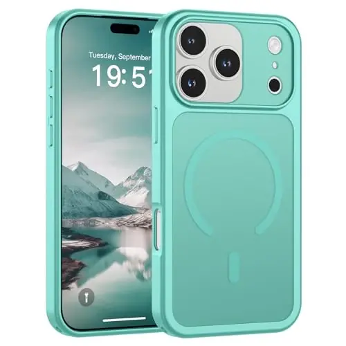 SUPFINE Magnetic for iPhone 17 Pro Case Blue Green | (Compatible with MagSafe)(Military Grade Drop Protection)(Camera Protection)Translucent Matte Phone Cover 