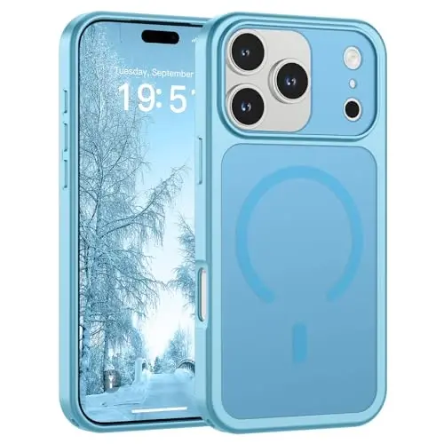 SUPFINE Magnetic for iPhone 17 Pro Case Light Blue | (Compatible with MagSafe)(Military Grade Drop Protection)(Camera Protection)Translucent Matte Phone Cover 