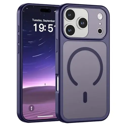 SUPFINE Magnetic for iPhone 17 Pro Case Dark Purple | (Compatible with MagSafe)(Military Grade Drop Protection)(Camera Protection)Translucent Matte Phone Cover 