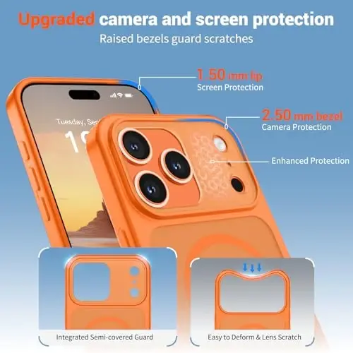 SUPFINE Magnetic for iPhone 17 Pro Case Starry Orange | (Compatible with MagSafe)(Military Grade Drop Protection)(Camera Protection)Translucent Matte Phone Cover - 6