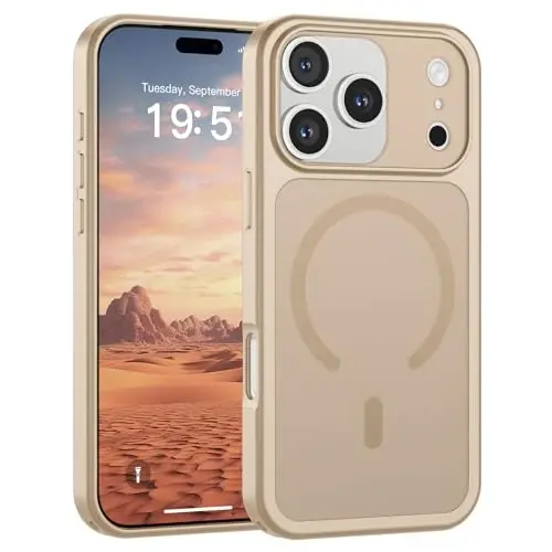 SUPFINE Magnetic for iPhone 17 Pro Case Desert Gold | (Compatible with MagSafe)(Military Grade Drop Protection)(Camera Protection)Translucent Matte Phone Cover 