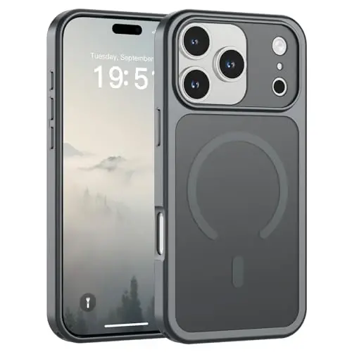 SUPFINE Magnetic for iPhone 17 Pro Case Gray | (Compatible with MagSafe)(Military Grade Drop Protection)(Camera Protection)Translucent Matte Phone Cover 
