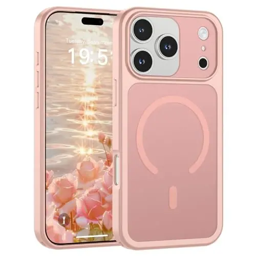 SUPFINE Magnetic for iPhone 17 Pro Case Pink | (Compatible with MagSafe)(Military Grade Drop Protection)(Camera Protection)Translucent Matte Phone Cover 