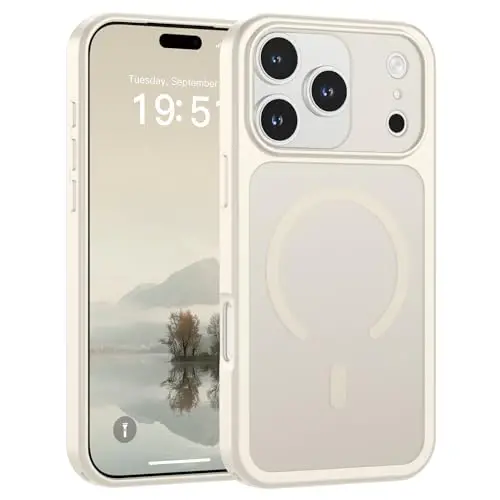 SUPFINE Magnetic for iPhone 17 Pro Case Antique White | (Compatible with MagSafe)(Military Grade Drop Protection)(Camera Protection)Translucent Matte Phone Cover - 1
