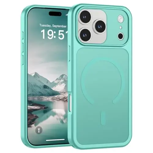 SUPFINE Magnetic for iPhone 17 Pro Max Case Blue Green | (Compatible with MagSafe)(Military Grade Drop Protection)(Camera Protection)Translucent Matte Phone Cover 