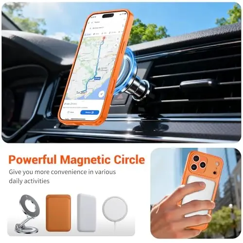 SUPFINE Magnetic for iPhone 17 Pro Max Case Starry Orange | (Compatible with MagSafe)(Military Grade Drop Protection)(Camera Protection)Translucent Matte Phone Cover - 4