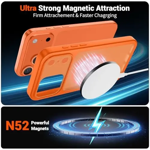 SUPFINE Magnetic for iPhone 17 Pro Max Case Starry Orange | (Compatible with MagSafe)(Military Grade Drop Protection)(Camera Protection)Translucent Matte Phone Cover - 5