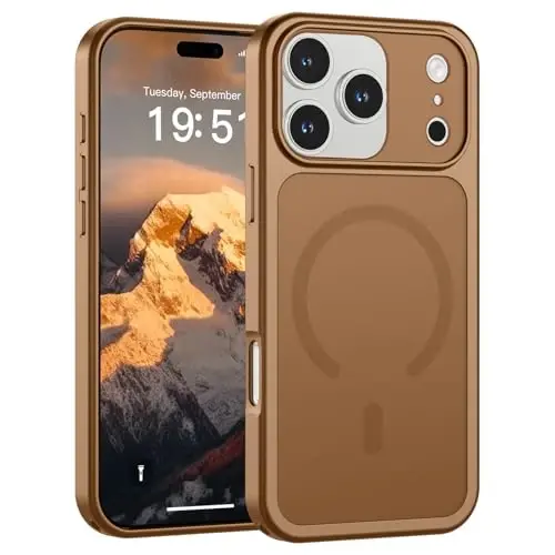 SUPFINE Magnetic for iPhone 17 Pro Max Case (Compatible with MagSafe)(Military Grade Drop Protection)(Camera Protection) Translucent Matte Shockproof Phone Cover,Brown 