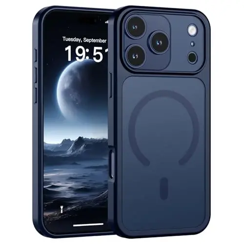 SUPFINE Magnetic for iPhone 17 Pro Max Case Dark Blue | (Compatible with MagSafe)(Military Grade Drop Protection)(Camera Protection)Translucent Matte Phone Cover 