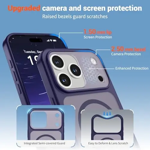 SUPFINE Magnetic for iPhone 17 Pro Max Case Dark Purple | (Compatible with MagSafe)(Military Grade Drop Protection)(Camera Protection)Translucent Matte Phone Cover - 6