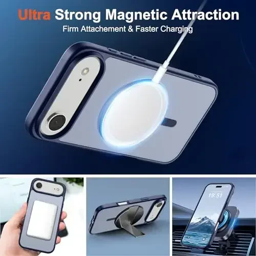 SUPFINE Magnetic for iPhone Air Case (Compatible with MagSafe)(Military Grade Drop Protection) Slim Translucent Matte Shockproof with Anti-Fingerprint Phone Cover for 17 Air,Navy Blue - 5